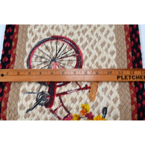Braided Oval Table Runner 100% Jute Bicycle & Sunflowers Hand Stenciled 36x13 - Picture 13 of 14